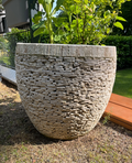 Großer Deko Topf Mosaik Weiß 66 cm x 66 cm - 100kg I Garten / Terasse I Unikat